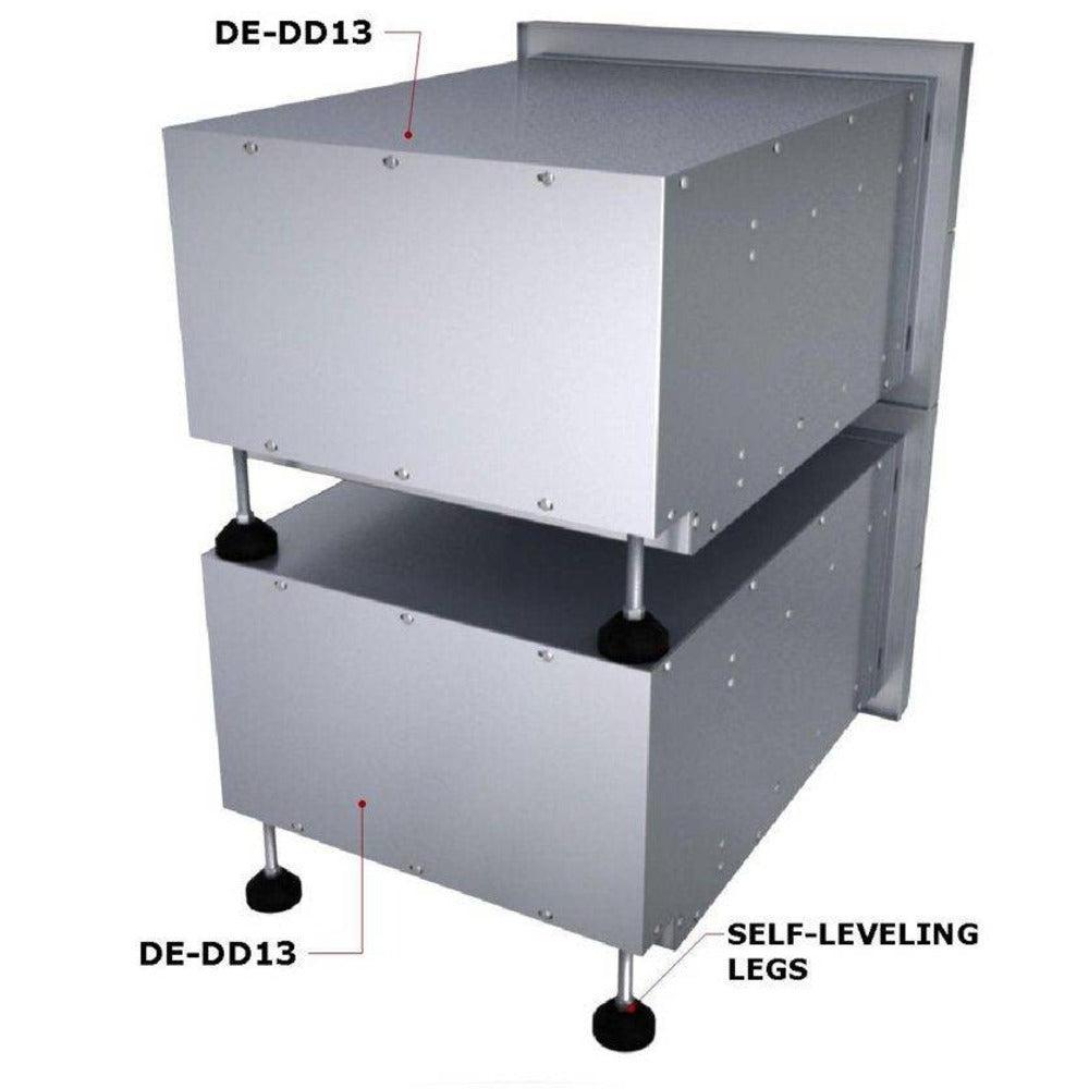 Sunstone Designer Series 18" x 13" Stainless Steel Multi-Configurable Double Drawer with Self-Leveling Legs