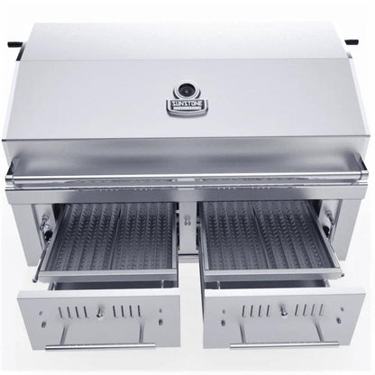 Sunstone Emerald Series 42" Stainless Steel Gas-Hybrid Dual Zone 2 Burner Charcoal/Wood Burning Propane Grill