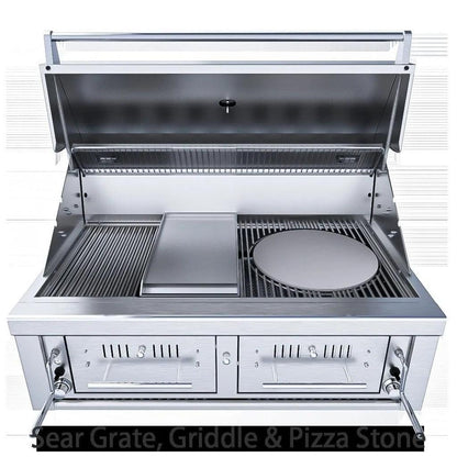 Sunstone Emerald Series 42" Stainless Steel Gas-Hybrid Dual Zone 2 Burner Charcoal/Wood Burning Propane Grill