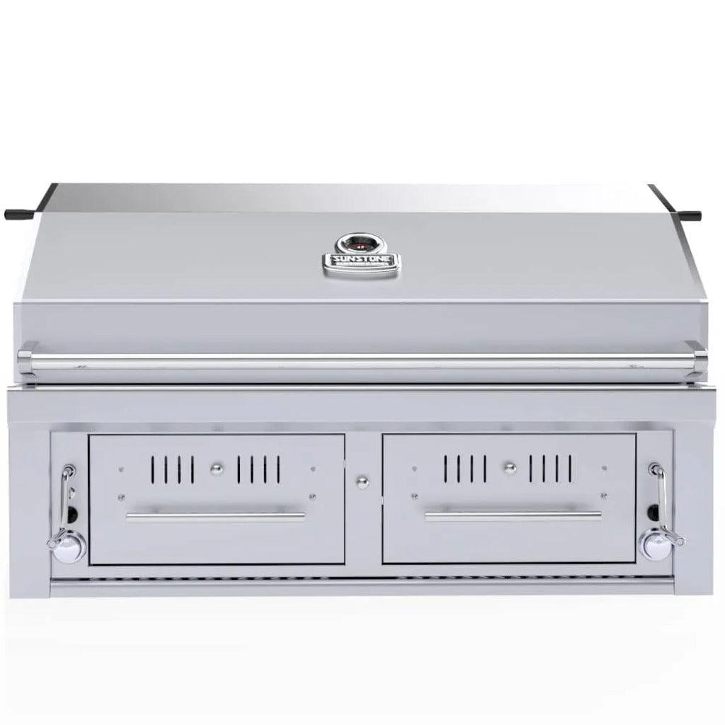 Sunstone Emerald Series 42" Stainless Steel Gas-Hybrid Dual Zone 2 Burner Charcoal/Wood Burning Propane Grill