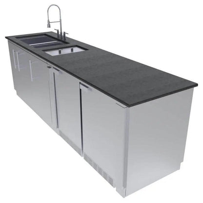 Sunstone Galley 9ft Stainless Steel Clean and Prep Cabinet Island Package