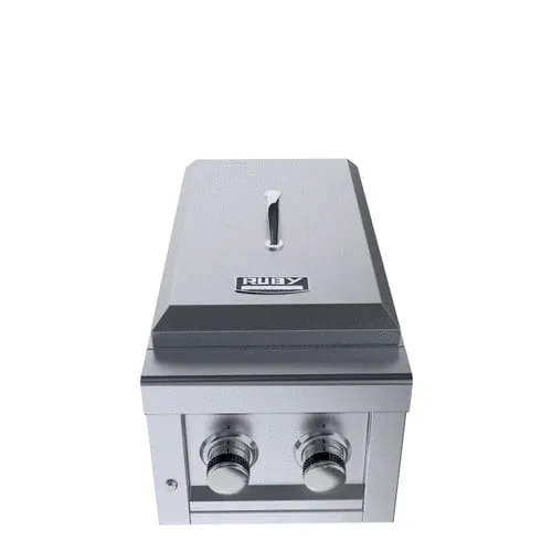 Sunstone Ruby Series 13" Stainless Steel Slide-In Versa Double Propane Burner with Removable Cover and LED Accent Light