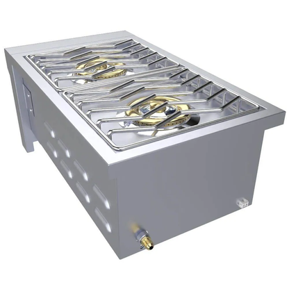 Sunstone Ruby Series 13" Stainless Steel Slide-In Versa Double Propane Burner with Removable Cover and LED Accent Light