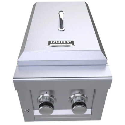 Sunstone Ruby Series 13" Stainless Steel Slide-In Versa Double Propane Burner with Removable Cover and LED Accent Light