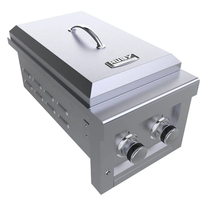 Sunstone Ruby Series 13" Stainless Steel Slide-In Versa Double Propane Burner with Removable Cover and LED Accent Light