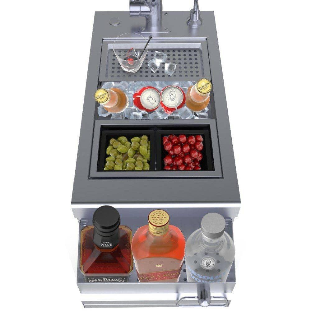 Sunstone Ruby Series 14" Stainless Steel Bar Sink Cocktail Ice Chest Station