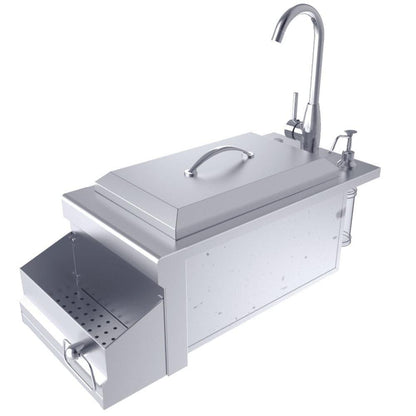 Sunstone Ruby Series 14" Stainless Steel Bar Sink Cocktail Ice Chest Station