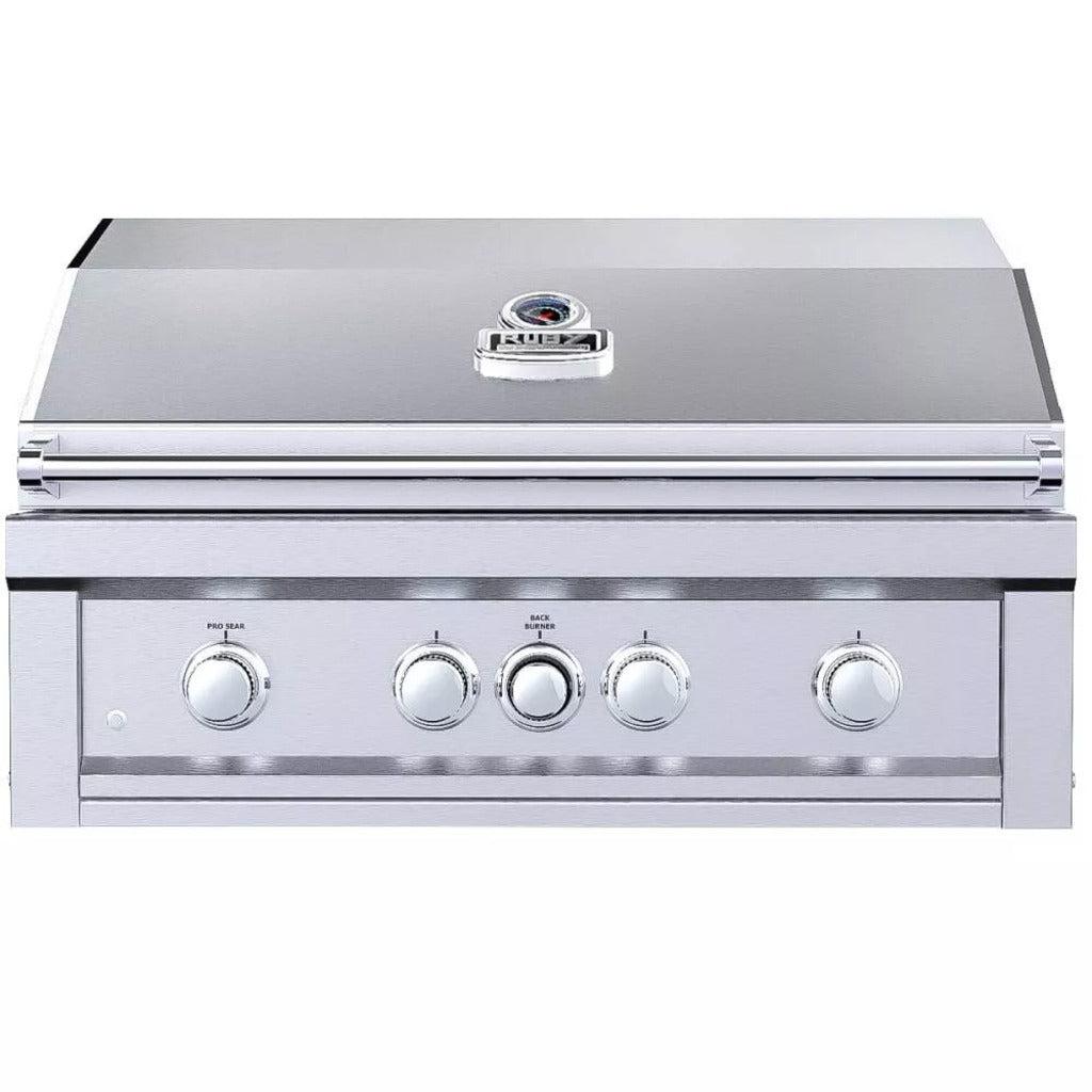 Sunstone Ruby Series 36" 4-Burner Pro-Sear Stainless Steel Drop-In Propane Gas Grill with IR Burner, Rotisserie and LED Lights