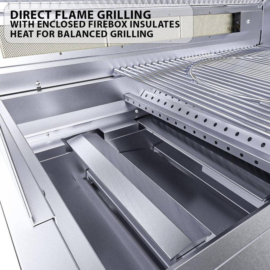 Sunstone Ruby Series 36" 4-Burner Pro-Sear Stainless Steel Drop-In Propane Gas Grill with IR Burner, Rotisserie and LED Lights
