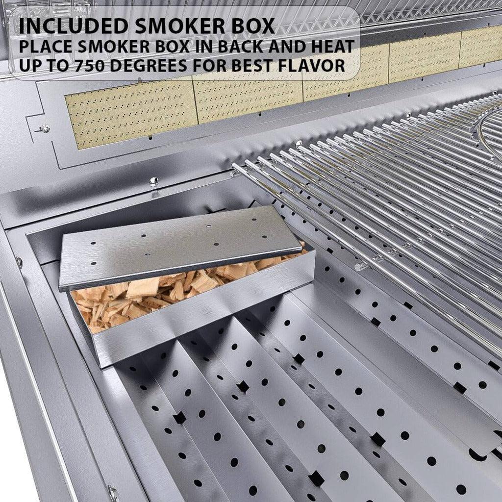 Sunstone Ruby Series 42" 5-Burner Pro-Sear Stainless Steel Drop-In Natural Gas Gas Grill with IR Burner, Rotisserie and LED Lights