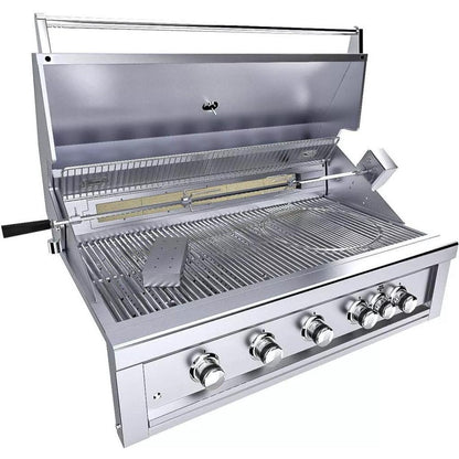 Sunstone Ruby Series 42" 5-Burner Pro-Sear Stainless Steel Drop-In Natural Gas Gas Grill with IR Burner, Rotisserie and LED Lights