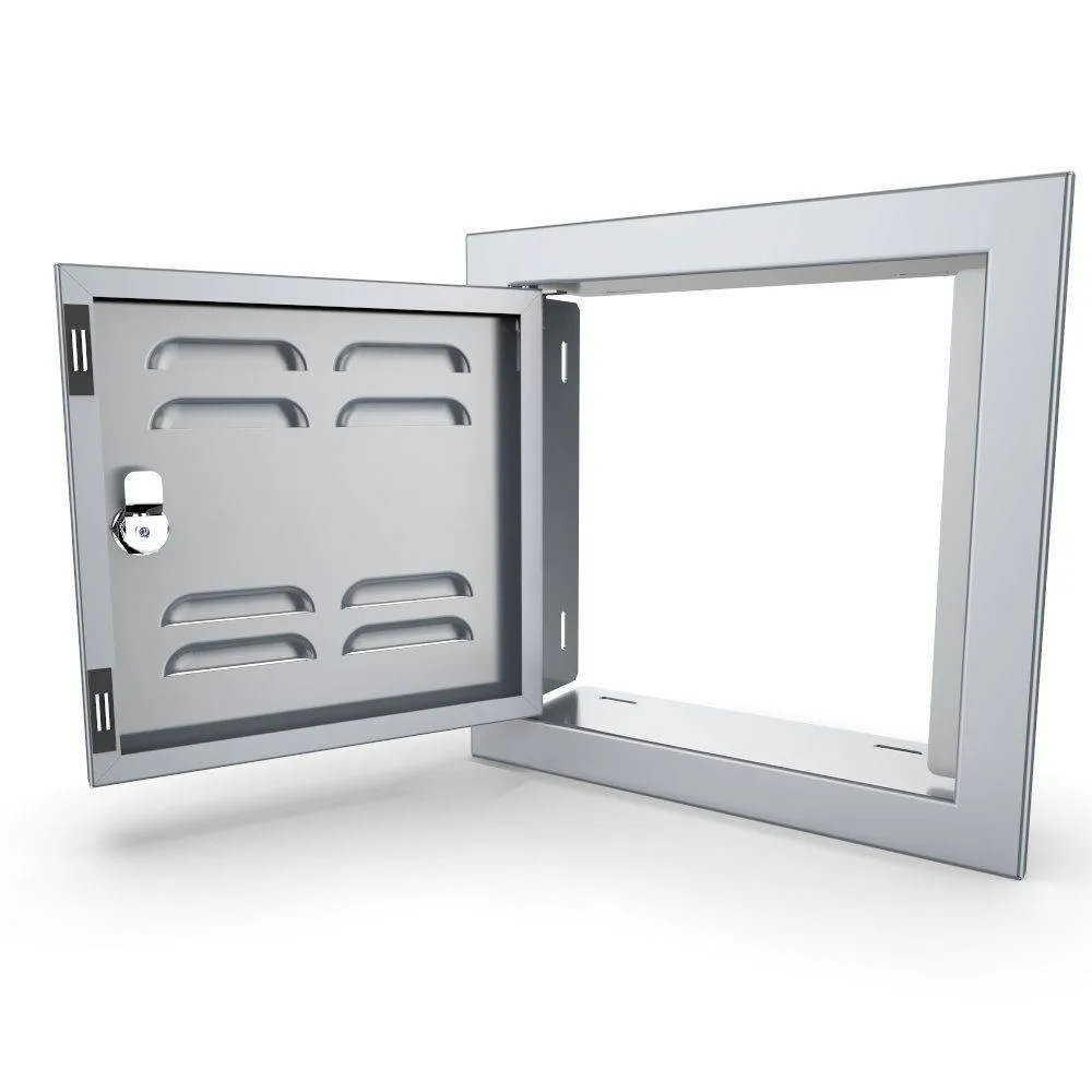 Sunstone Signature Series 12" x 12" Stainless Steel Beveled Frame Left Swing Single Vented Access Door