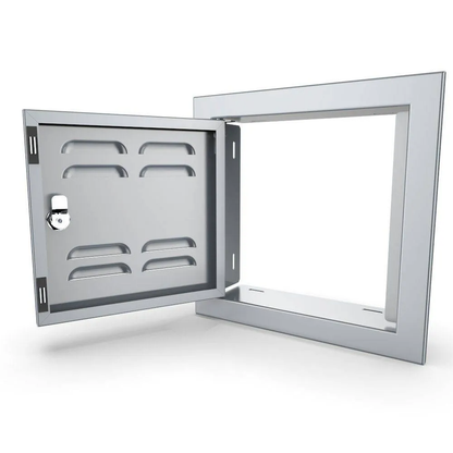 Sunstone Signature Series 12" x 12" Stainless Steel Beveled Frame Left Swing Single Vented Access Door