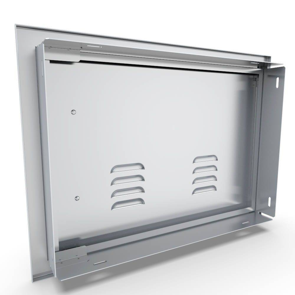 Sunstone Signature Series 14" x 20" Stainless Steel Beveled Frame Left Swing Horizontal Vented Door