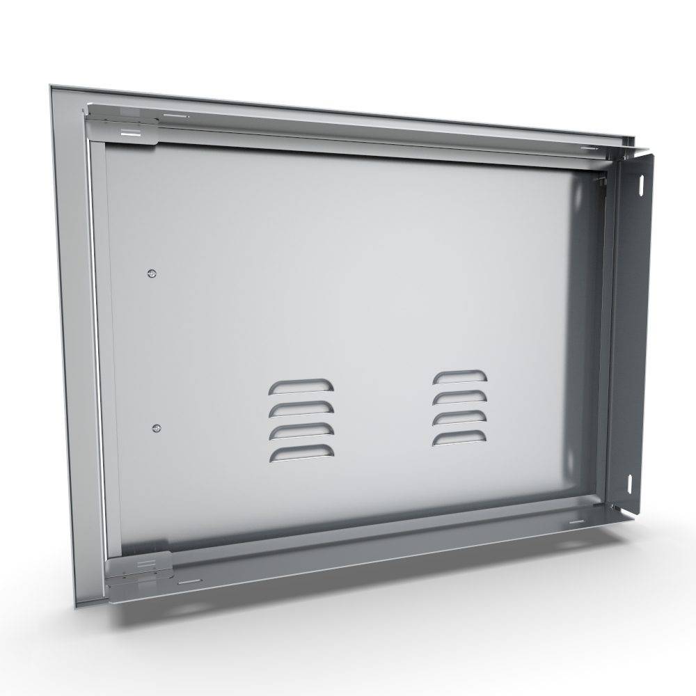 Sunstone Signature Series 17" x 24" Stainless Steel Beveled Frame Left Swing Horizontal Vented Door