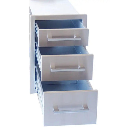 Sunstone Signature Series 18" Stainless Steel Beveled Frame Triple Drawer