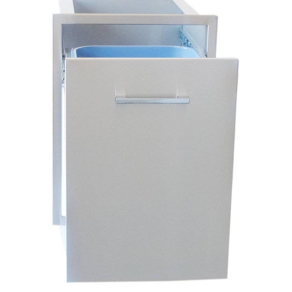 Sunstone Signature Series 20" x 27" Stainless Steel Beveled Frame Trash Drawer with Two Trash Bins