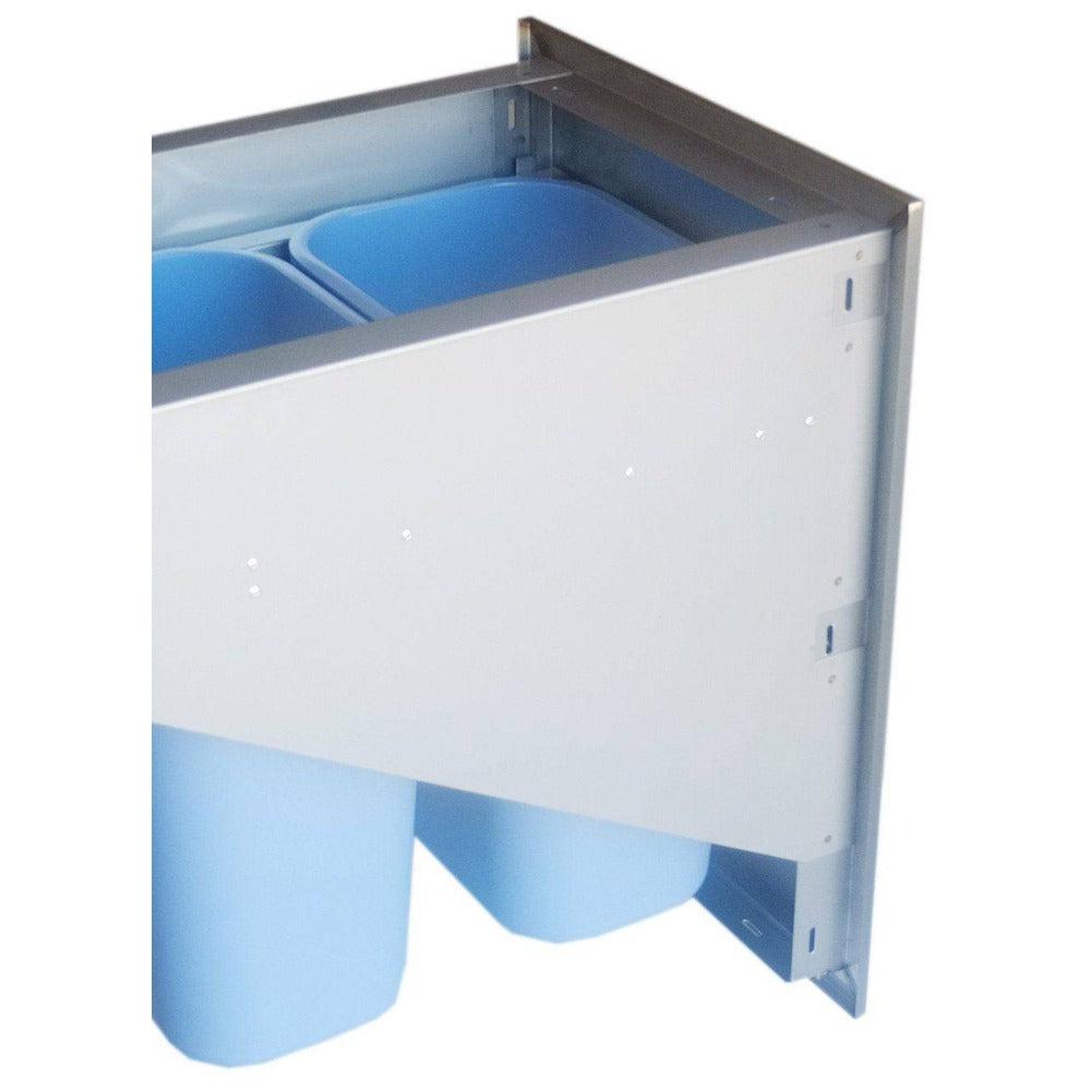 Sunstone Signature Series 20" x 27" Stainless Steel Beveled Frame Trash Drawer with Two Trash Bins