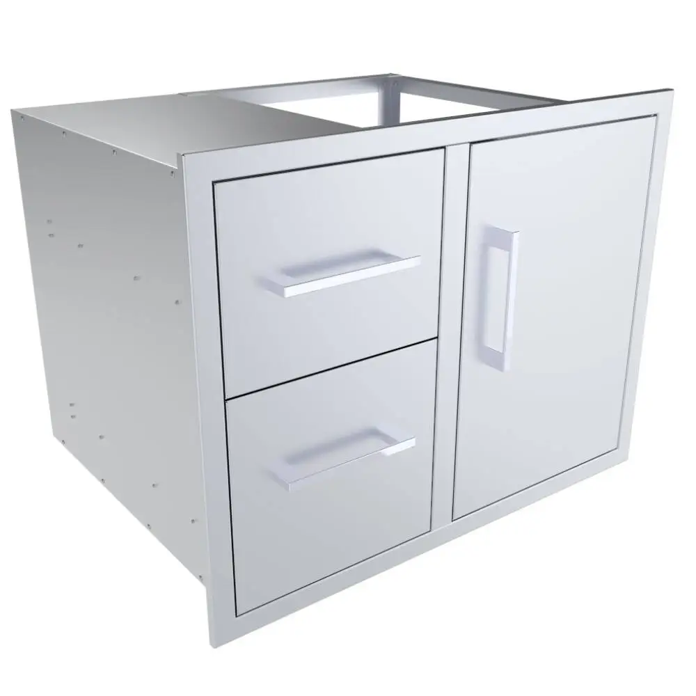 Sunstone Signature Series 30" Stainless Steel Beveled Style Double Drawer and Door Combo