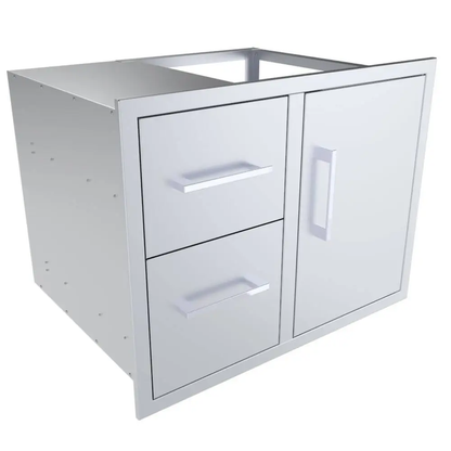 Sunstone Signature Series 30" Stainless Steel Beveled Style Double Drawer and Door Combo