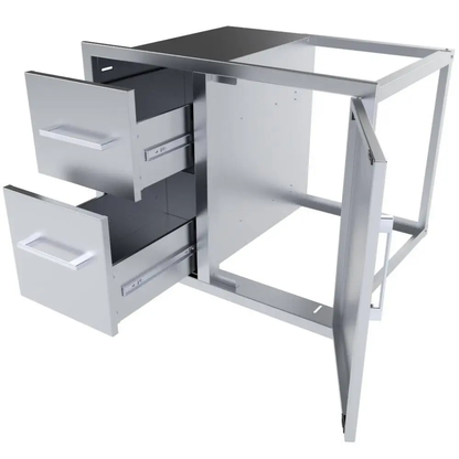 Sunstone Signature Series 30" Stainless Steel Beveled Style Double Drawer and Door Combo