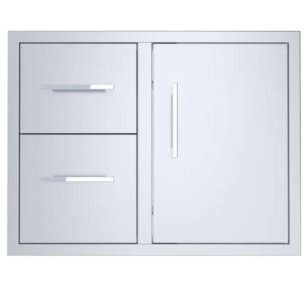Sunstone Signature Series 30" Stainless Steel Beveled Style Double Drawer and Door Combo