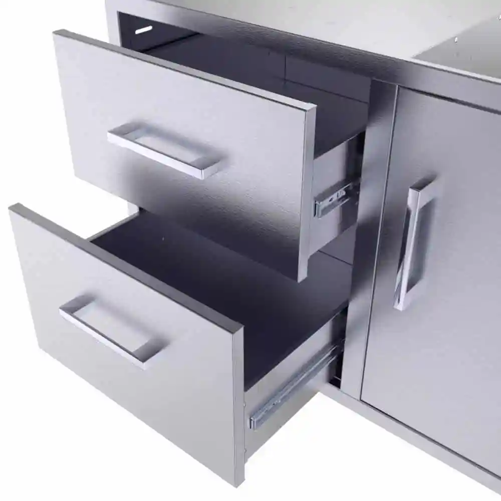 Sunstone Signature Series 36" Stainless Steel Beveled Style Double Drawer and Door Combo