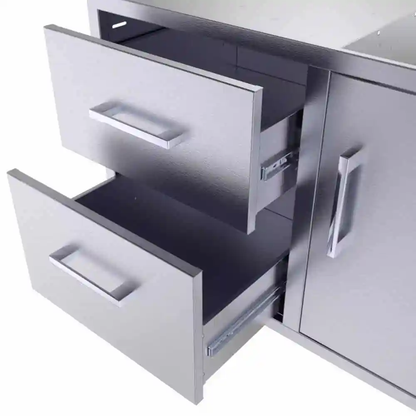 Sunstone Signature Series 36" Stainless Steel Beveled Style Double Drawer and Door Combo