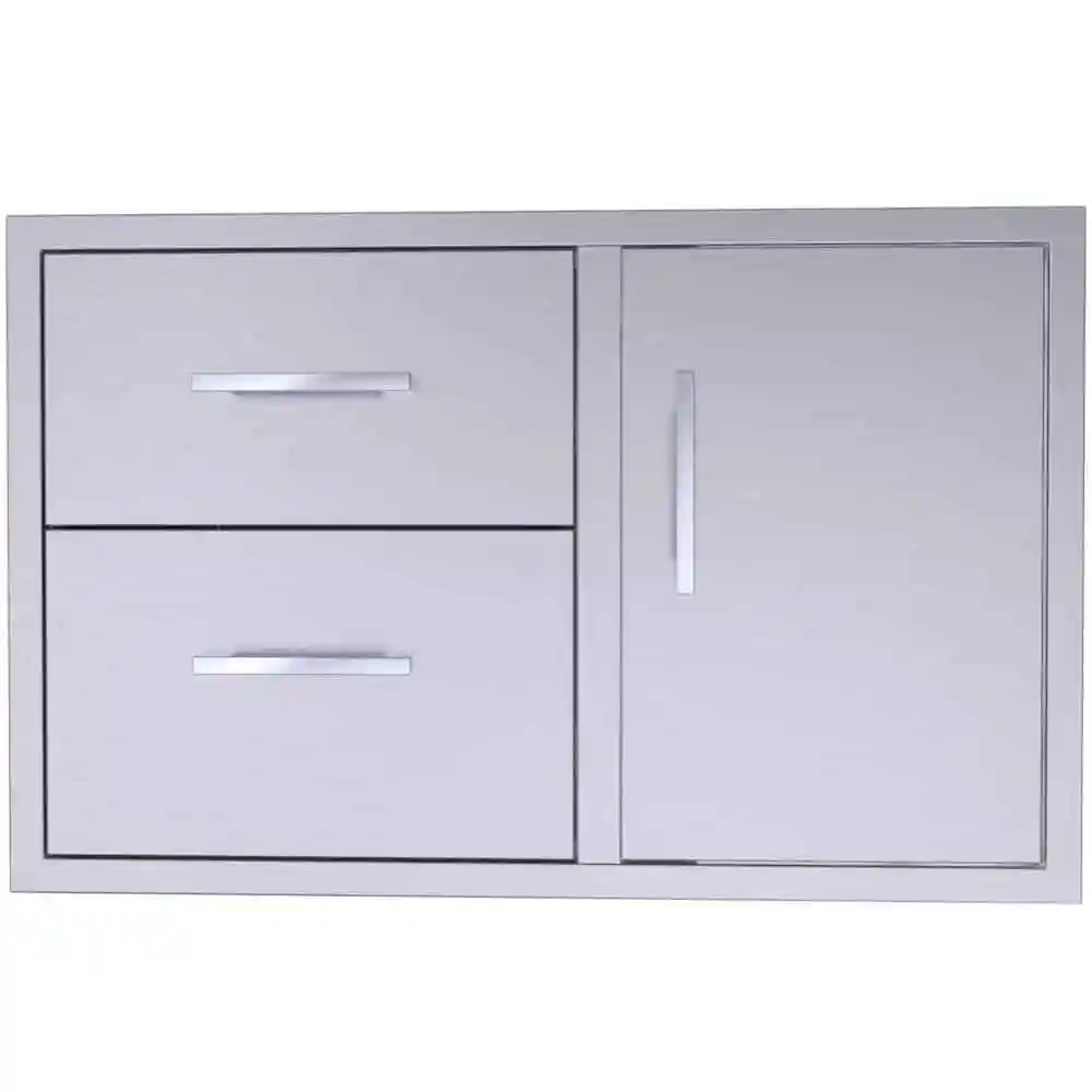 Sunstone Signature Series 36" Stainless Steel Beveled Style Double Drawer and Door Combo