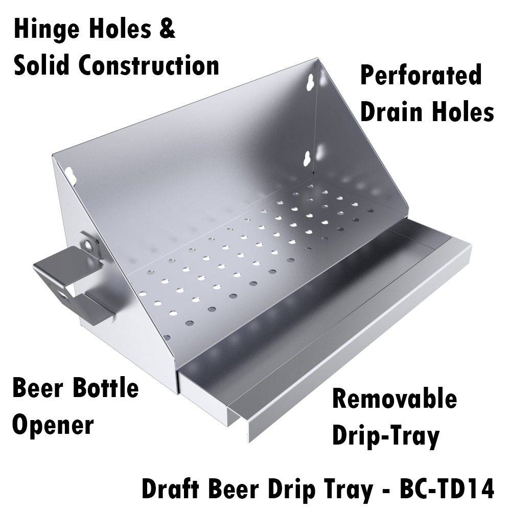 Sunstone Stainless Steel Cocktail Tender Beer Draft Drip Tray with Bottle Opener & Drip Pan