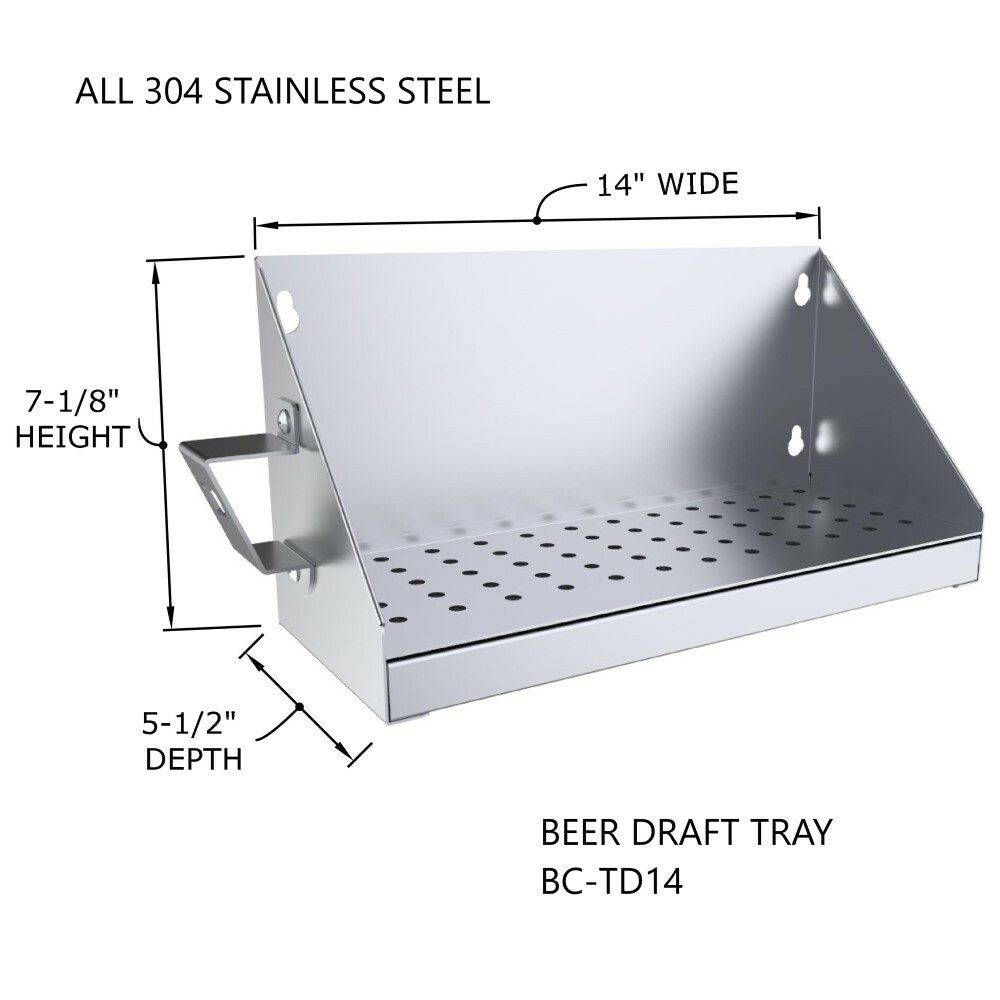 Sunstone Stainless Steel Cocktail Tender Beer Draft Drip Tray with Bottle Opener & Drip Pan