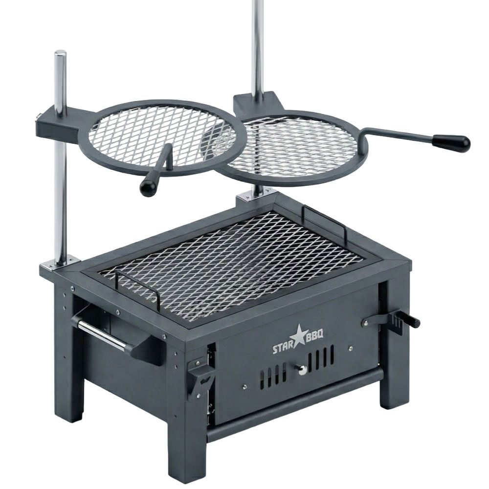 Sunstone StarBBQ 24" Charcoal Griller Base w/Post-Mount Griller Rim & ExGrate Cooking Grate