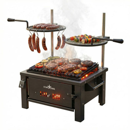 Sunstone StarBBQ 24" Charcoal Griller Base w/Post-Mount Griller Rim & the Raised Sear Rim Insert