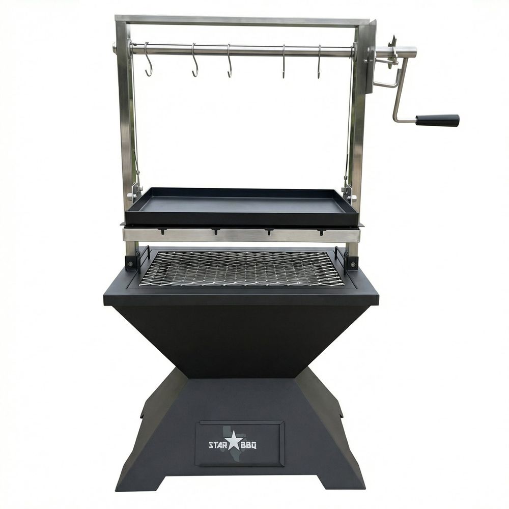 Sunstone StarBBQ 24" Smokeless Fire-Pit Base With Santa Maria Rim & the Raised Griddle Insert & ExGrate Cooking Grate