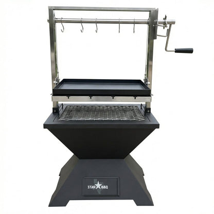 Sunstone StarBBQ 24" Smokeless Fire-Pit Base With Santa Maria Rim & the Raised Griddle Insert & ExGrate Cooking Grate