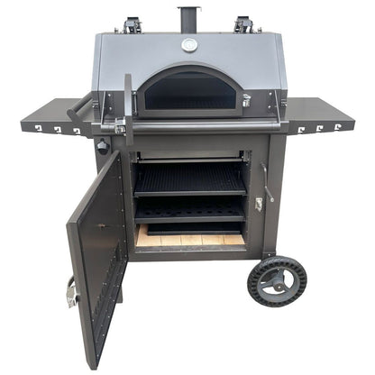 Sunstone StarBBQ 34" Charcoal Smoker & Pizza Oven Combo Griller Cart
