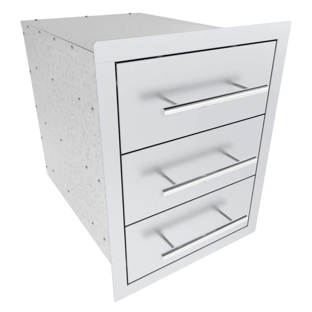Sunstone Texan Series 16" Stainless Steel Triple Drawer Unit with Cutlery Drawer & Two Storage Drawers