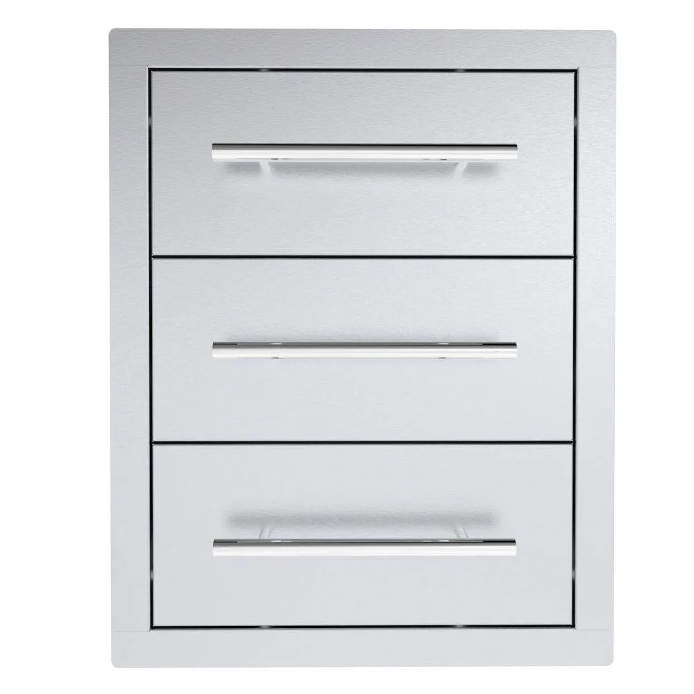 Sunstone Texan Series 16" Stainless Steel Triple Drawer Unit with Cutlery Drawer & Two Storage Drawers