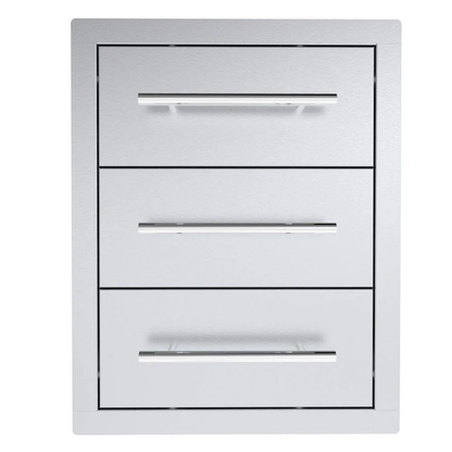 Sunstone Texan Series 16" Stainless Steel Triple Drawer Unit with Cutlery Drawer & Two Storage Drawers