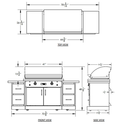 TEC Grills Sterling Patio FR 44" Stainless Steel Infrared Grill On Island Liquid Propane With Drawer Modules 79”