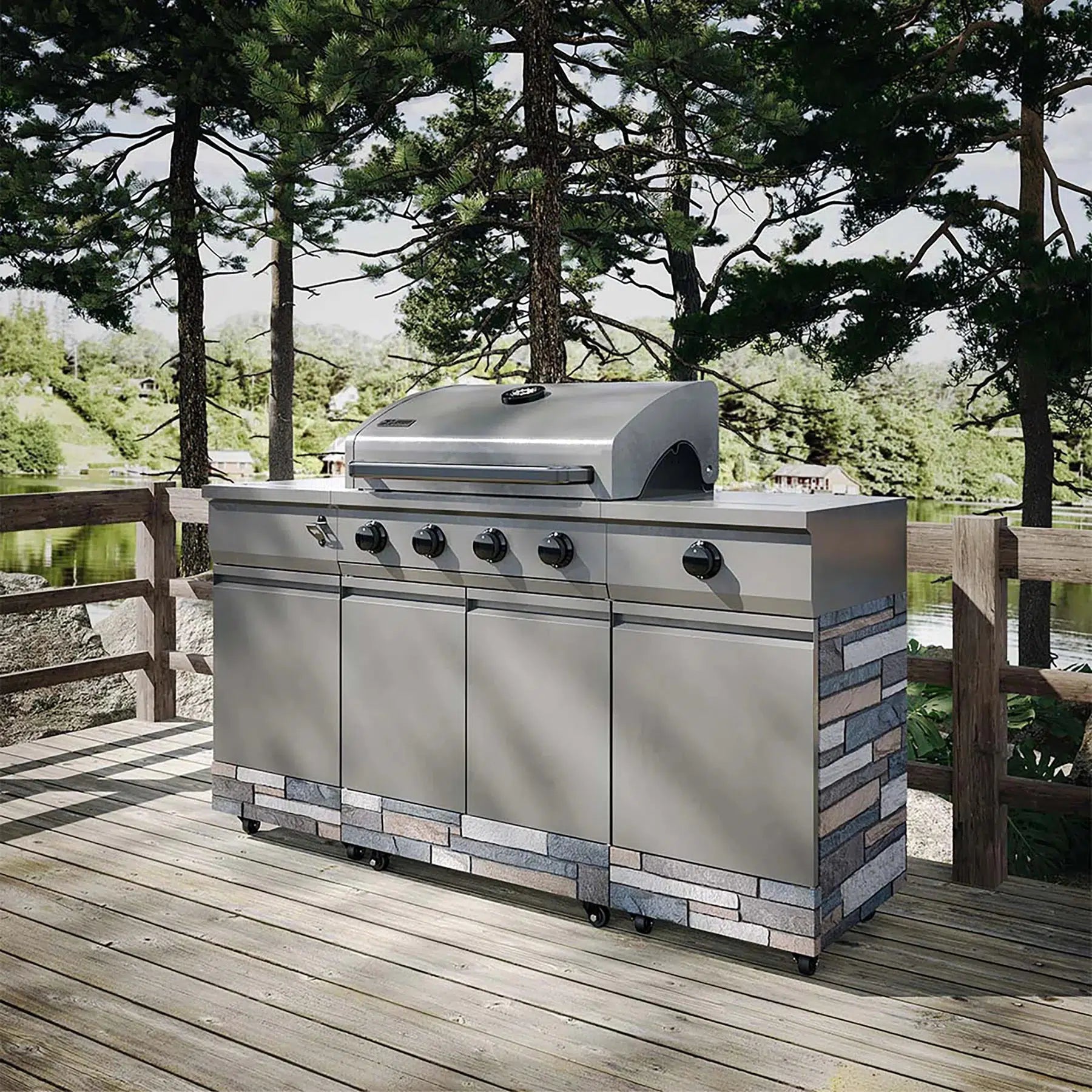 TYTUS Fresno Series Gunmetal Gray + Ash Stacked Stone Island Grill