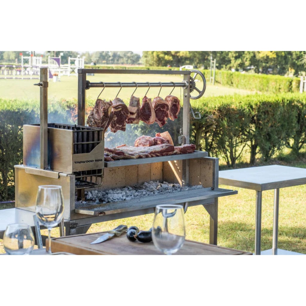 Tagwood BBQ Argentine Santa Maria BBQ03SS 68" Stainless Steel Wood Fire and Charcoal Gaucho Grill