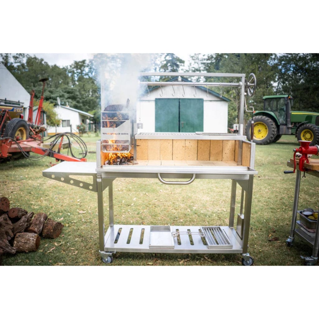 Tagwood BBQ Argentine Santa Maria BBQ03SS 68" Stainless Steel Wood Fire and Charcoal Gaucho Grill