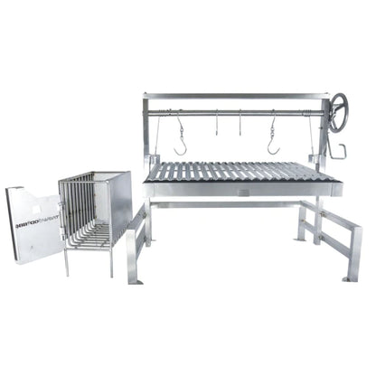 Tagwood BBQ Argentine Santa Maria BBQ09SS 40" Insert Style Stainless Steel Wood Fire and Charcoal Gaucho Grill With Round Grate and Right Sided Height Adjustable System