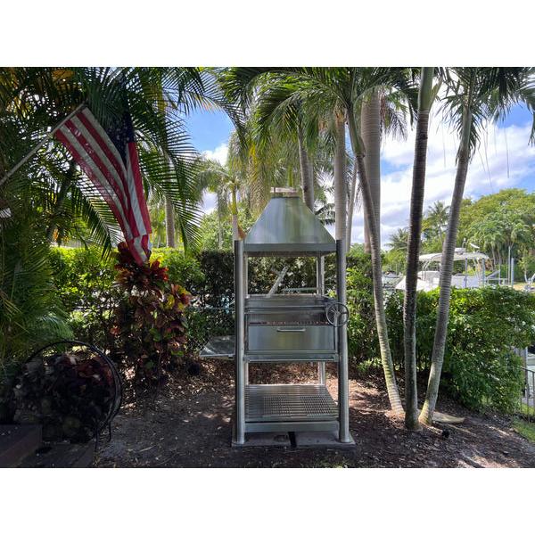 Tagwood BBQ BBQ12SS Argentine Santa Maria Wood Fire & Charcoal Stainless Steel Gaucho Grill