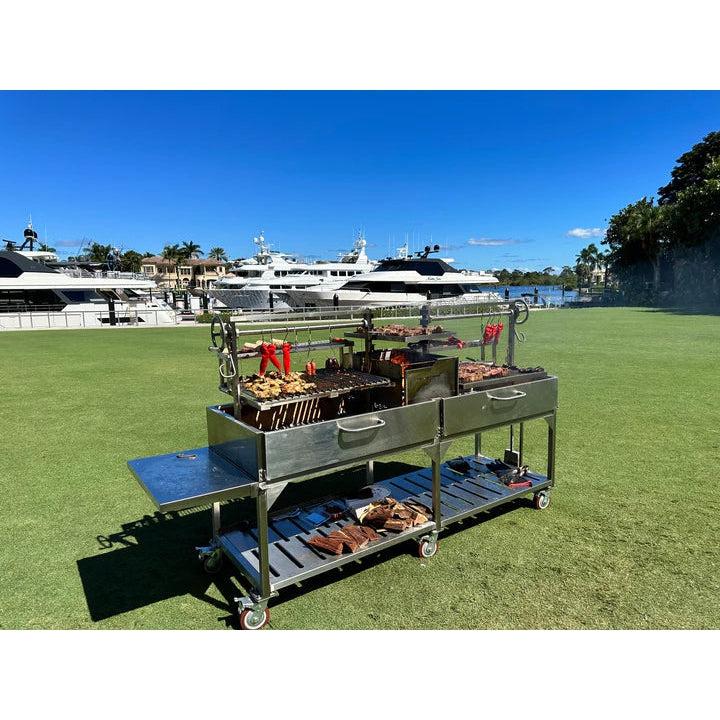 Tagwood BBQ Double Argentine Santa Maria BBQ24SS 116" Stainless Steel Wood Fire and Charcoal Grill