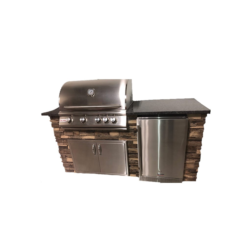 Tru Innovative 6ft B26021101C LTE Grill/Fridge Island(Grill on L) with Countertop Overhang Cut