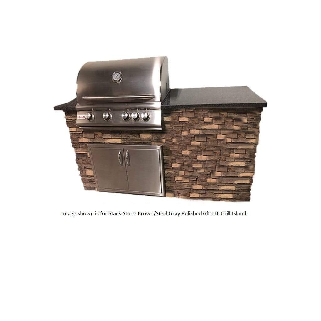 Tru Innovative 6ft B26031101C LTE Grill/Icebin Island(Grill on L) with Countertop Overhang Cut