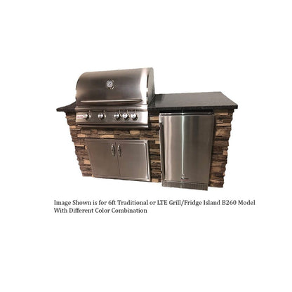 Tru Innovative 6ft B26121101C LTE Grill/Fridge Island(Grill on R) with Countertop Overhang Cut