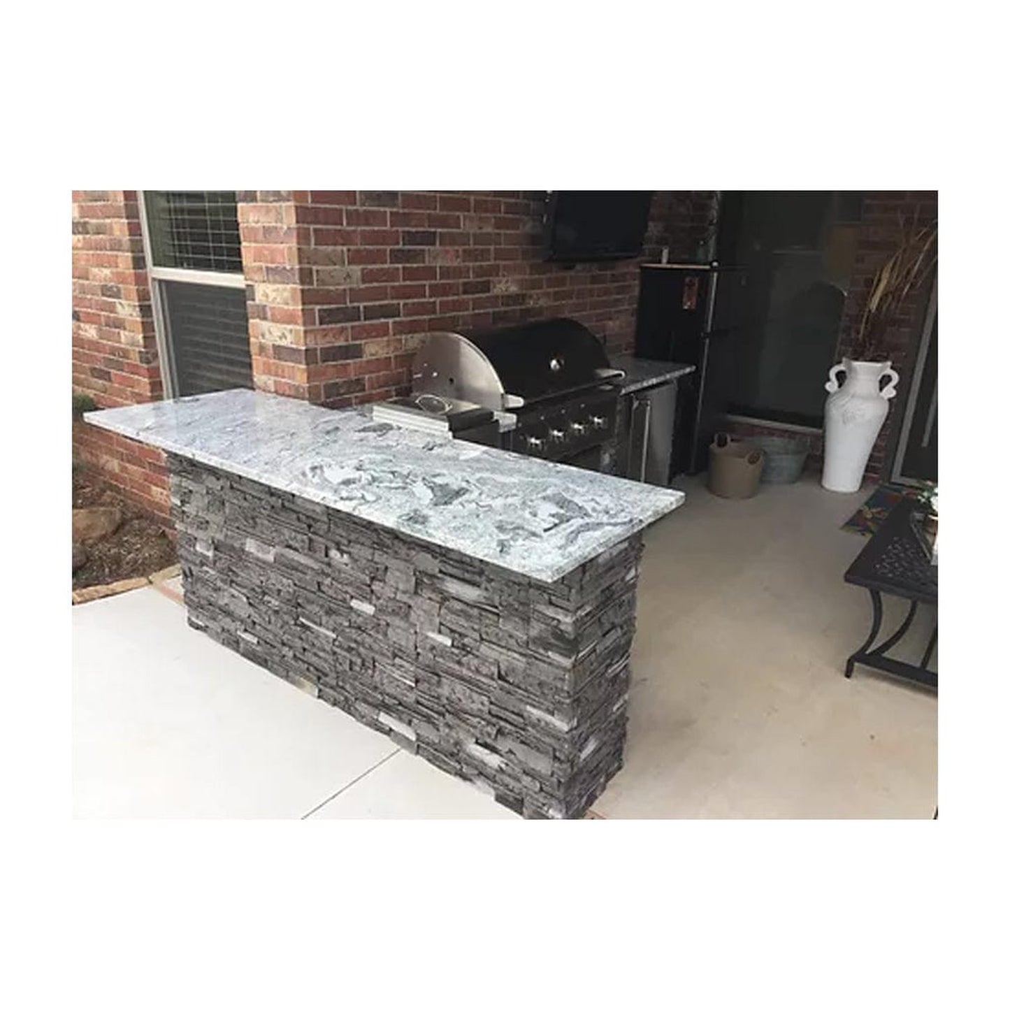 Tru Innovative 7ft B37011202C Bar Island with Countertop Overhang Cut